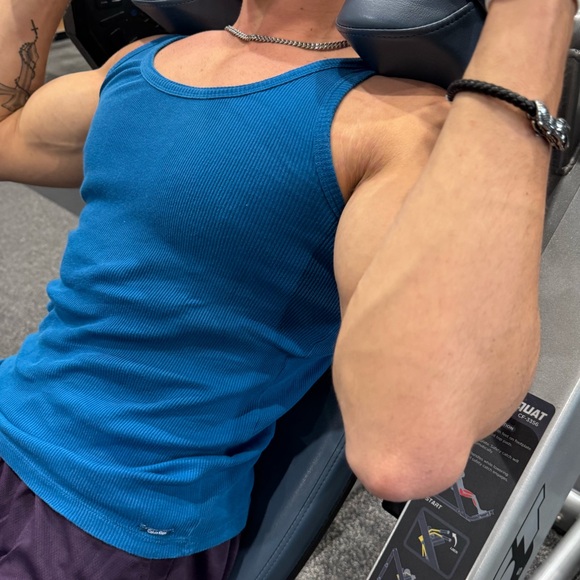 CALVIN KLEIN MEN TEAL BLUE TANK TOP VEST SHIRT COWBOY STEEL RIBBED COTTON ACTIVE - Picture 7 of 16